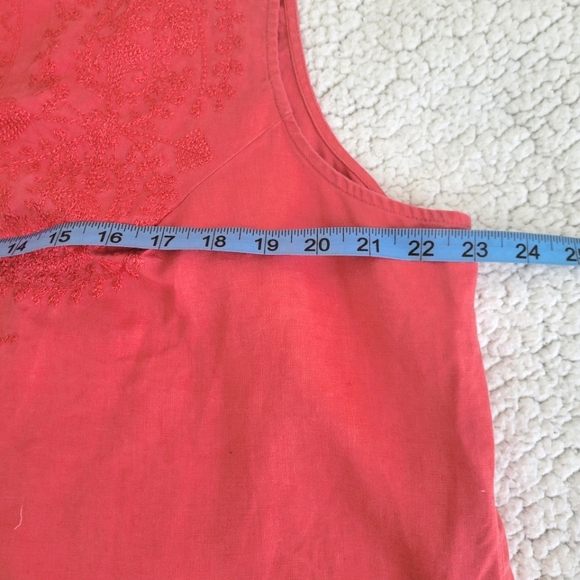 Peach Irish Linen Embroidered Sleeveless Blouse size 20 - Picture 11 of 12